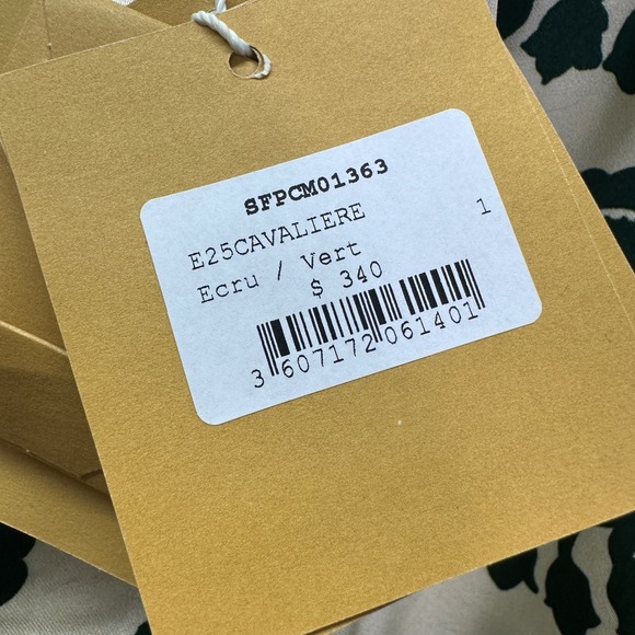 Sandro Paris Cavaliere Ecru Green Floral Print Button Up Shirt Top Size 1 | US 4 - Picture 5 of 9